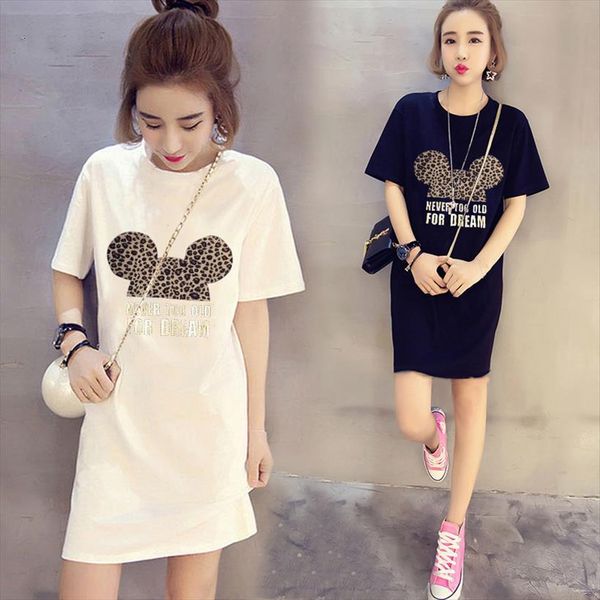 summer plus size printing short women dress sleeved t shirt mid length round neck loose korean version of the straight, Black;gray
summer plus size printing short women dress sleeved t shirt mid length round neck loose korean version of the straight, Black;gray
