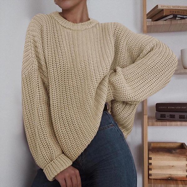 women autumn winter fashion sweater casual o neck loose pullover solid color long sleeves knitted ropa de mujer, White;black
women autumn winter fashion sweater casual o neck loose pullover solid color long sleeves knitted ropa de mujer, White;black