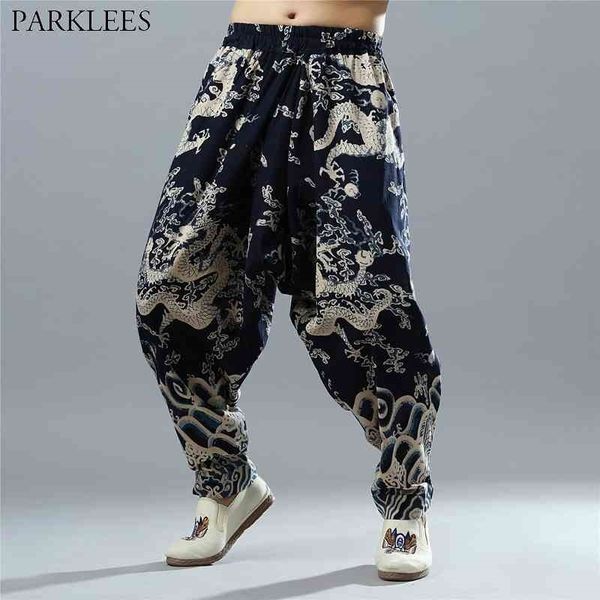chinese dragon print crotch harem pants men mens harajuku baggy cotton linen trousers male vintage traditional sweatpants 210522, Black
chinese dragon print crotch harem pants men mens harajuku baggy cotton linen trousers male vintage traditional sweatpants 210522, Black