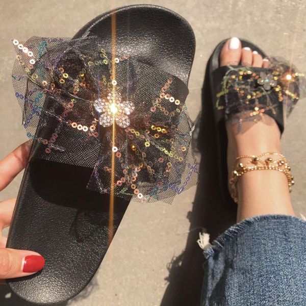 summer luxury outdoor women slippers lace upper shiny crystal flower decoration flat low heel fashion beach slides ladies female, Black
summer luxury outdoor women slippers lace upper shiny crystal flower decoration flat low heel fashion beach slides ladies female, Black