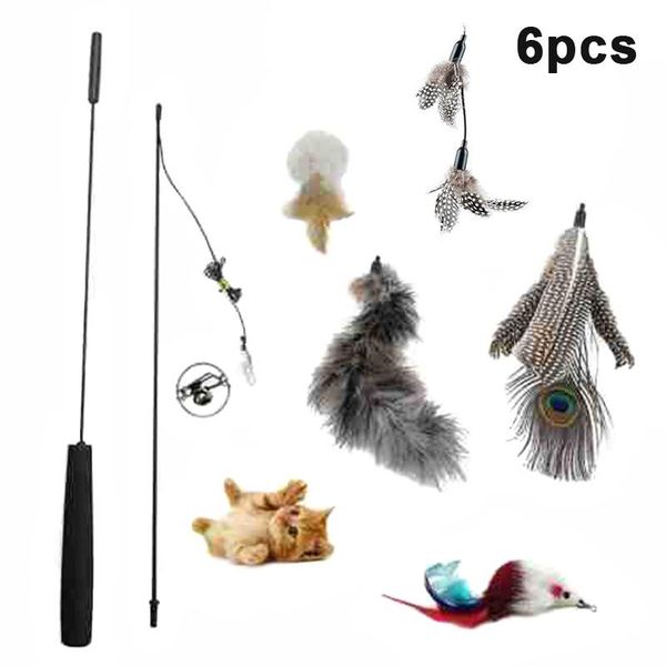 6pcs retractable cat wand toy set gray teaser with feather head replacement & bell stick supply for kitten lbshi toys
6pcs retractable cat wand toy set gray teaser with feather head replacement & bell stick supply for kitten lbshi toys