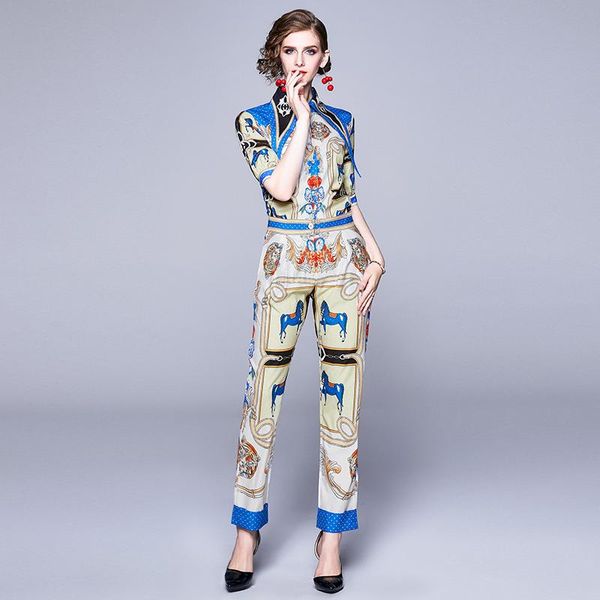 summer fashion runway suit women elegant designer floral print vintage blouse and pants set 2 piece matching outfits women's tracksuits, Gray
summer fashion runway suit women elegant designer floral print vintage blouse and pants set 2 piece matching outfits women's tracksuits, Gray
