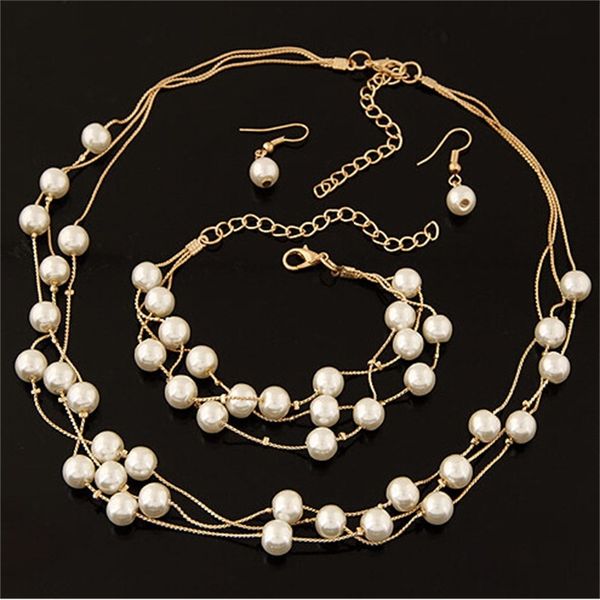 jewelry fashion pearl necklace earrings bracelet jewelry set three piece accessories, Black
jewelry fashion pearl necklace earrings bracelet jewelry set three piece accessories, Black