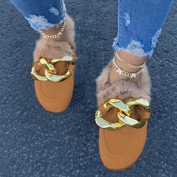 winter women slippers luxury faux fur thick warm plush flat shoes suede gold chain female slides furry woman, Black
winter women slippers luxury faux fur thick warm plush flat shoes suede gold chain female slides furry woman, Black