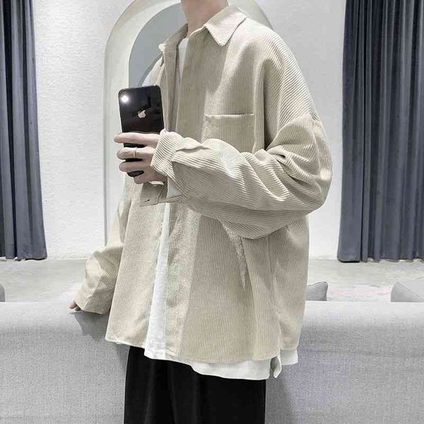 men's casual shirts spring corduroy fashion retro men streetwear korean loose solid color long sleeve mens -2xl giq3, White;black
men's casual shirts spring corduroy fashion retro men streetwear korean loose solid color long sleeve mens -2xl giq3, White;black