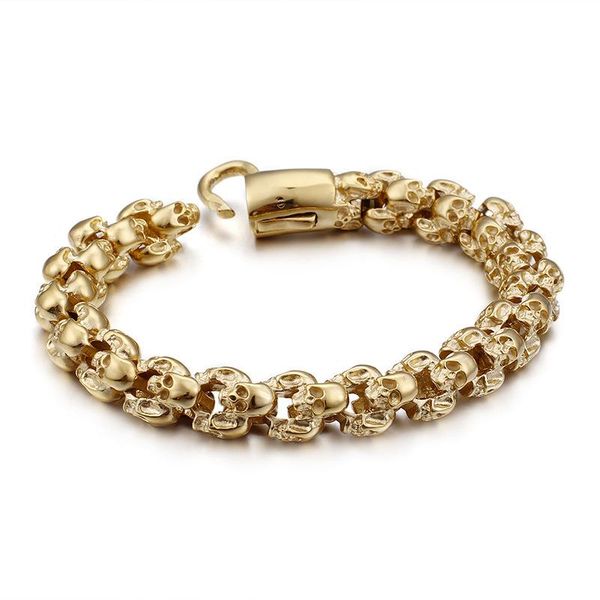 link, chain punk style skull bracelets on hand trend men's stainless steel bracelet retro jewelry, Black
link, chain punk style skull bracelets on hand trend men's stainless steel bracelet retro jewelry, Black