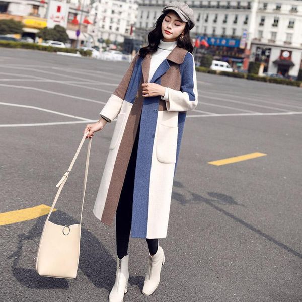 women's wool & blends elegant woolen coat autumn winter color matching blended fashion women spring trench w843, Black
women's wool & blends elegant woolen coat autumn winter color matching blended fashion women spring trench w843, Black