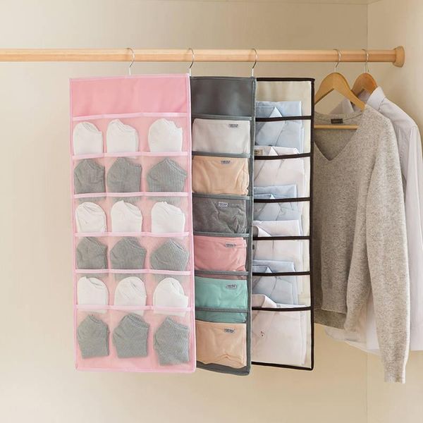 storage boxes & bins 1 piece hanging bag socks bra underwear organizer folding double-sided closet hanger for clothing
storage boxes & bins 1 piece hanging bag socks bra underwear organizer folding double-sided closet hanger for clothing