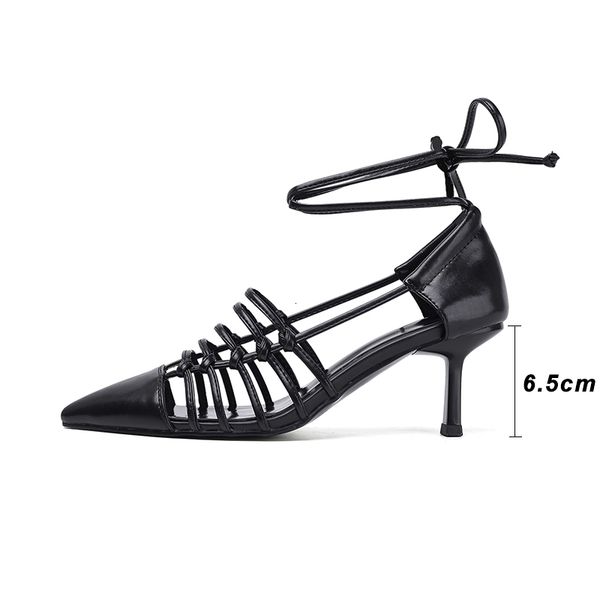 sandals genuine leather high heels pumps women shoes pointed toe lace-up hollow out summer dress party black white rv4h
sandals genuine leather high heels pumps women shoes pointed toe lace-up hollow out summer dress party black white rv4h