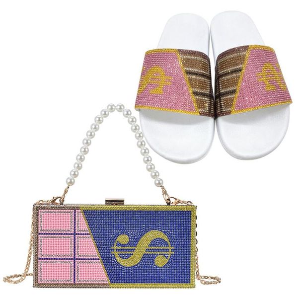summer women diamond money slippers luxury bling slides rhinestone purse ladies handbag shoes set sequins dollar shoulder bag, Black
summer women diamond money slippers luxury bling slides rhinestone purse ladies handbag shoes set sequins dollar shoulder bag, Black