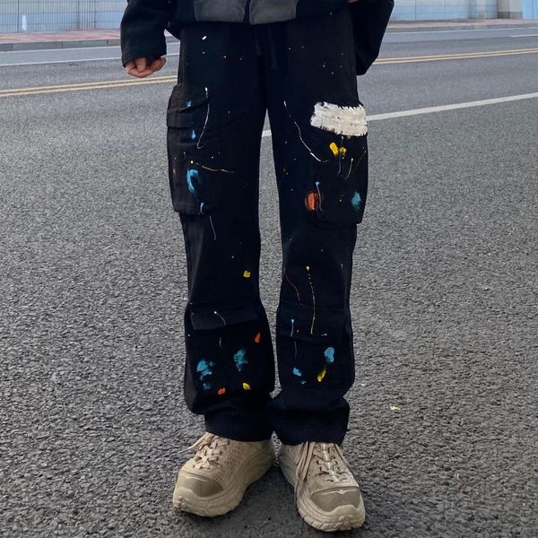 high street cargo flare pant hip hop handmade ink wide leg pants harajuku multi-pocket loose casual trousers men men's, Black
high street cargo flare pant hip hop handmade ink wide leg pants harajuku multi-pocket loose casual trousers men men's, Black