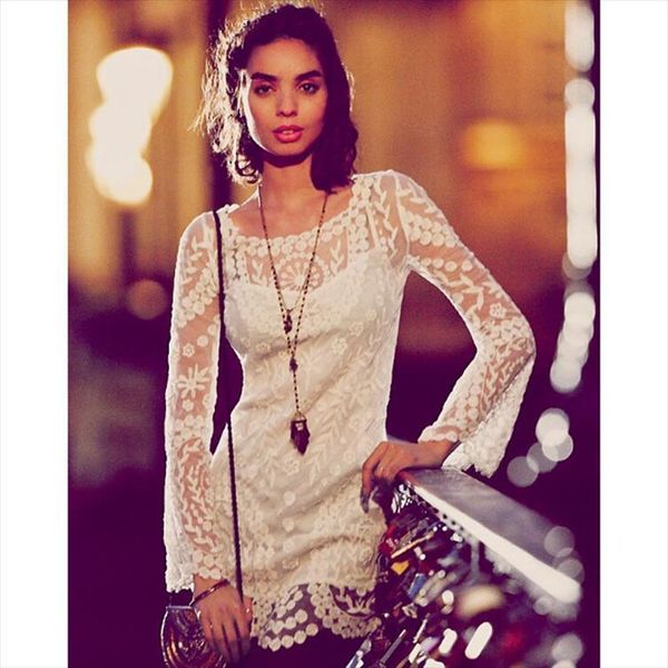 flower pattern long sleeve loose womens dresses hook beach hollow out lace elegant, Black;gray
flower pattern long sleeve loose womens dresses hook beach hollow out lace elegant, Black;gray