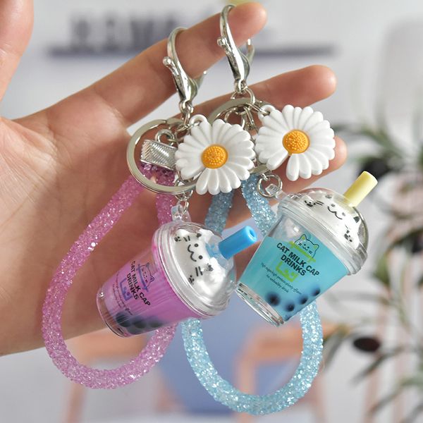trend cute cat sauce snow pearl milk tea cup ring bag pendant keya1, Silver 
trend cute cat sauce snow pearl milk tea cup ring bag pendant keya1, Silver