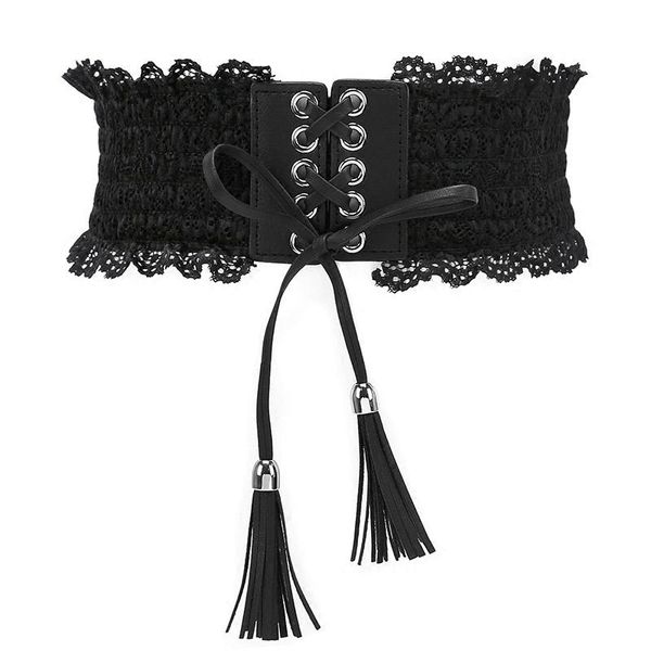 belts women vintage elastic wide waist belt high waistband korean style lace tassel bandage for dresses accessories, Black;brown
belts women vintage elastic wide waist belt high waistband korean style lace tassel bandage for dresses accessories, Black;brown