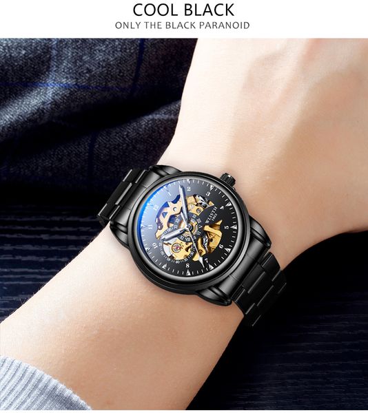 men's fashion business sport watches skeleton dial stainless steel mesh belt automatic movement wristwatches, Slivery;brown
men's fashion business sport watches skeleton dial stainless steel mesh belt automatic movement wristwatches, Slivery;brown
