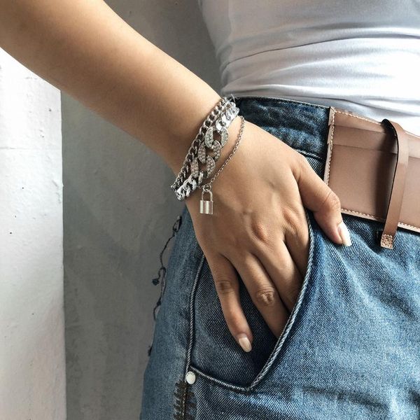 chains fashion hip-hop thick chain set bracelets punk style retro lock-shaped micro-inlaid bracelet for women jewelry, Silver
chains fashion hip-hop thick chain set bracelets punk style retro lock-shaped micro-inlaid bracelet for women jewelry, Silver