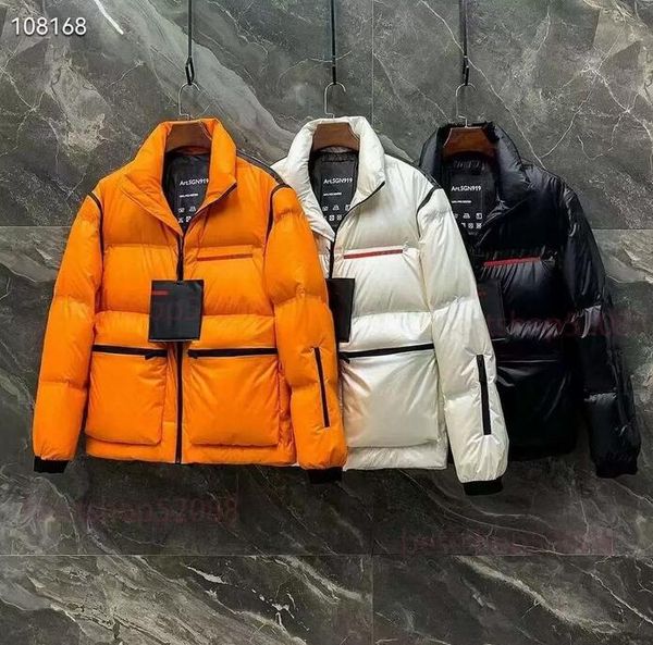 designer down jacket prad 90% white goose feather man budge triangle art, sgn919 tec rec stitching fabric long sleeves, Black
designer down jacket prad 90% white goose feather man budge triangle art, sgn919 tec rec stitching fabric long sleeves, Black