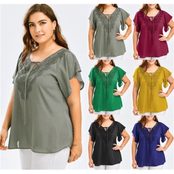 women's plus size t shirt ten color large trumpet short sleeve t-shirt lace splicing top
women's plus size t shirt ten color large trumpet short sleeve t-shirt lace splicing top