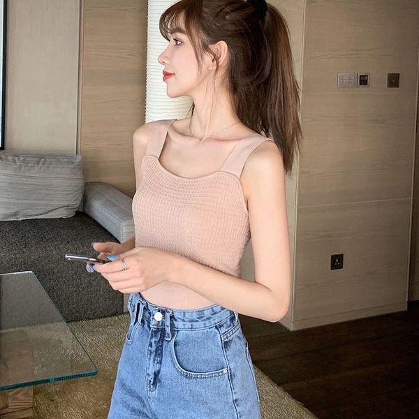 women's tanks & camis summer bottoming knit cami casual solid color short strap square collar sleeveless knitted tank, White
women's tanks & camis summer bottoming knit cami casual solid color short strap square collar sleeveless knitted tank, White