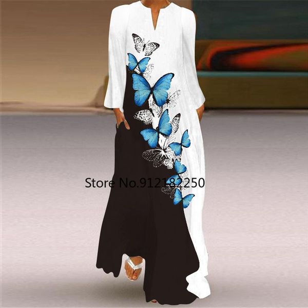 casual dresses white long sleeve elegant maxi dress 2021 fashion butterfly floral beach women plus size robe, Black;gray
casual dresses white long sleeve elegant maxi dress 2021 fashion butterfly floral beach women plus size robe, Black;gray