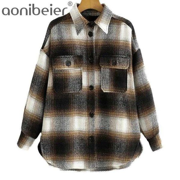 checked blouses spring autumn thick casual women plaid shirt turn down collar long sleeve loose button 210604, White
checked blouses spring autumn thick casual women plaid shirt turn down collar long sleeve loose button 210604, White