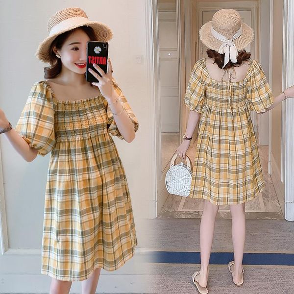 2807# maternity clothes summer plaid color block short sleeves easy matching loose stylish dress pregnant women mom dresses, White
2807# maternity clothes summer plaid color block short sleeves easy matching loose stylish dress pregnant women mom dresses, White