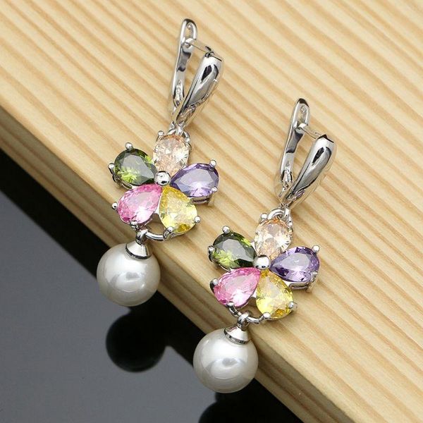 silver pearl earrings geometric flower milticolor cubic zirconia for women party jewelry drop gift dangle & chandelier
silver pearl earrings geometric flower milticolor cubic zirconia for women party jewelry drop gift dangle & chandelier