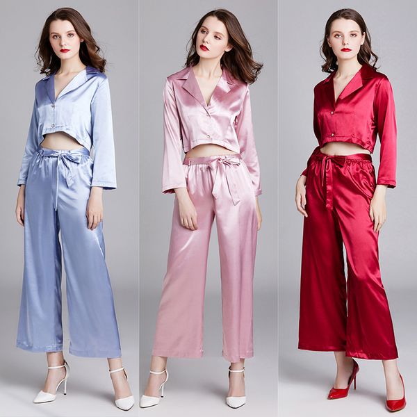 yaoting pajamas women's spring and summer silk ice long sleeve home wear can be worn outside 1242, Black;red
yaoting pajamas women's spring and summer silk ice long sleeve home wear can be worn outside 1242, Black;red