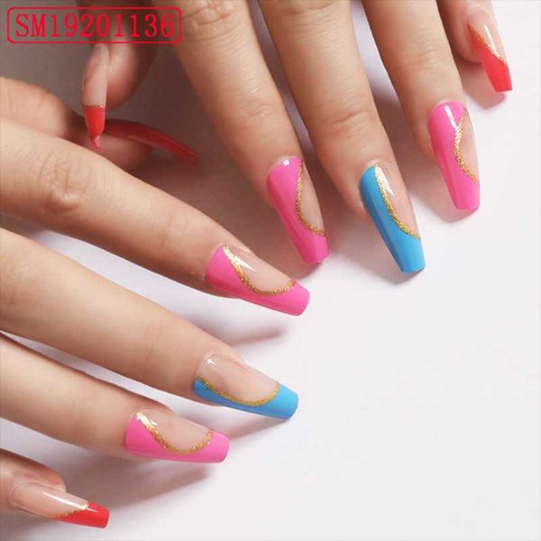 false nails 24pcs/box art style wearable ballerina fake detachable coffin full cover nail tips, Red;gold
false nails 24pcs/box art style wearable ballerina fake detachable coffin full cover nail tips, Red;gold