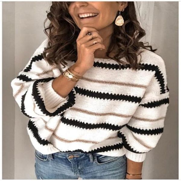 women's sweaters autumn 2021 women o-neck metal stripe printing long sleeve pullovers temperament commuter lantern casual loose sweater, White;black
women's sweaters autumn 2021 women o-neck metal stripe printing long sleeve pullovers temperament commuter lantern casual loose sweater, White;black