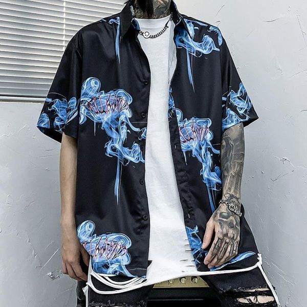 men's casual shirts hawaii blue smoke print beach shirt men fashion streetwear 2021 cotton loose male short sleeve, White;black
men's casual shirts hawaii blue smoke print beach shirt men fashion streetwear 2021 cotton loose male short sleeve, White;black