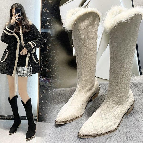 boots women's shoes winter ladies 2021 fashion plush inside warm female mid-calf pointed toe square heel botas mujer, Black
boots women's shoes winter ladies 2021 fashion plush inside warm female mid-calf pointed toe square heel botas mujer, Black