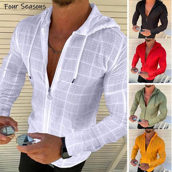 men shirt long/short sleeved hoodie zipper t clothing summer solid color casual plaid open stitch thin tshirt male men's shirts, White;black
men shirt long/short sleeved hoodie zipper t clothing summer solid color casual plaid open stitch thin tshirt male men's shirts, White;black