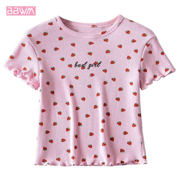 navel strawberry round neck short sleeve chic women's t-shirt harajuku pullover high waist slim wood fungus women's 210507, White
navel strawberry round neck short sleeve chic women's t-shirt harajuku pullover high waist slim wood fungus women's 210507, White