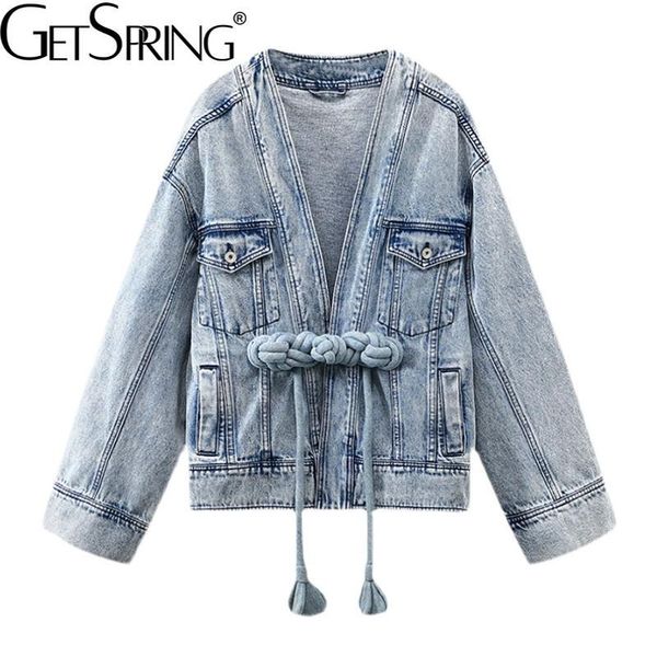 women's jackets getspring women coat patchwork v-neck denim jaket coats all match bandage casual blue womens and plus size 2021, Black;brown
women's jackets getspring women coat patchwork v-neck denim jaket coats all match bandage casual blue womens and plus size 2021, Black;brown