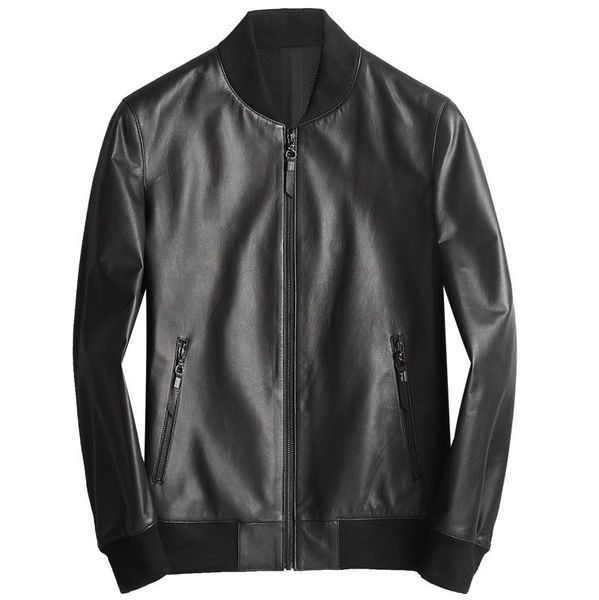 men's leather & faux wear-resistant durable imported first layer calf haining genuine clothes baseball collar jacket, Black
men's leather & faux wear-resistant durable imported first layer calf haining genuine clothes baseball collar jacket, Black