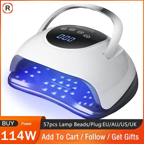 nail dryers 114w led lamp for nails gel polish drying with 57 leds uv dryer auto sensor professional manicure pedicure tool
nail dryers 114w led lamp for nails gel polish drying with 57 leds uv dryer auto sensor professional manicure pedicure tool