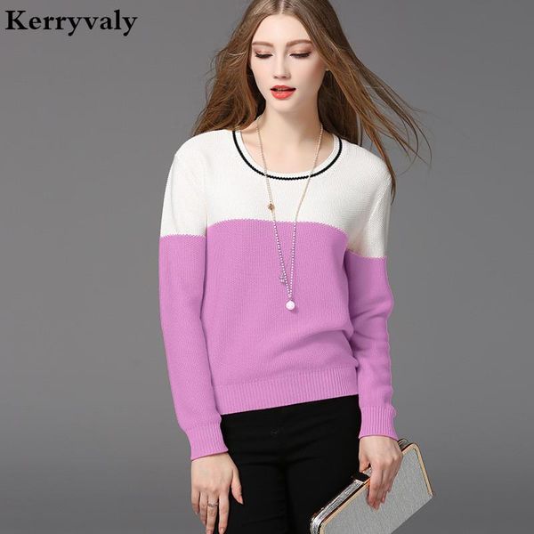 women's sweaters spring pullover thick loose knitted sweater women contrasting color round neck long-sleeve knitwear sueter mujer invie, White;black
women's sweaters spring pullover thick loose knitted sweater women contrasting color round neck long-sleeve knitwear sueter mujer invie, White;black
