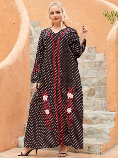 ethnic clothing turkey embroidered arab muslim dress women islamic striped v neck long sleeve elegant loose maxi, Red
ethnic clothing turkey embroidered arab muslim dress women islamic striped v neck long sleeve elegant loose maxi, Red