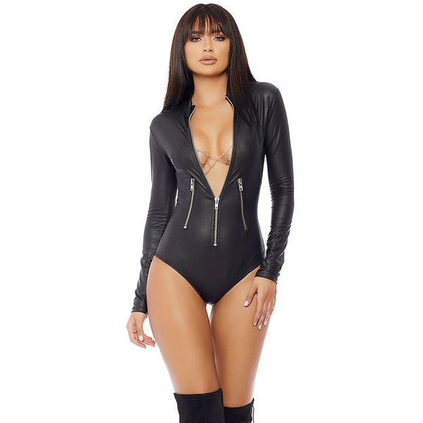 long sleeve latex playsuit gothic faux leather bodysuit zipper fetish wetlook pvc catsuit erotic clubwear plus size pu jumpsuit women's, Black;white
long sleeve latex playsuit gothic faux leather bodysuit zipper fetish wetlook pvc catsuit erotic clubwear plus size pu jumpsuit women's, Black;white