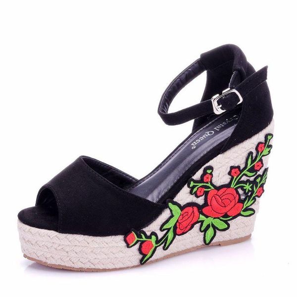 women sandals wedding party banquet flock buckle strap 11cm wedges high heels round toe shoes zapatos de mujer, Black
women sandals wedding party banquet flock buckle strap 11cm wedges high heels round toe shoes zapatos de mujer, Black