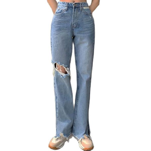 women's jeans fashion ripped loose women 2021 summer korean version of labeling slit high waist flared pants clothing, Blue
women's jeans fashion ripped loose women 2021 summer korean version of labeling slit high waist flared pants clothing, Blue