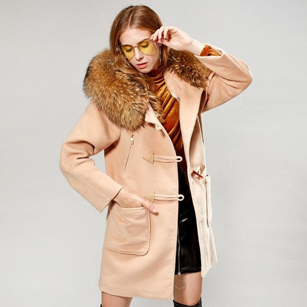women's fur & faux maomaokong-2021 chaqueta de piel auténtica para mujer abrigo lana cachemira con cuello mapache natural suelto, Black
women's fur & faux maomaokong-2021 chaqueta de piel auténtica para mujer abrigo lana cachemira con cuello mapache natural suelto, Black