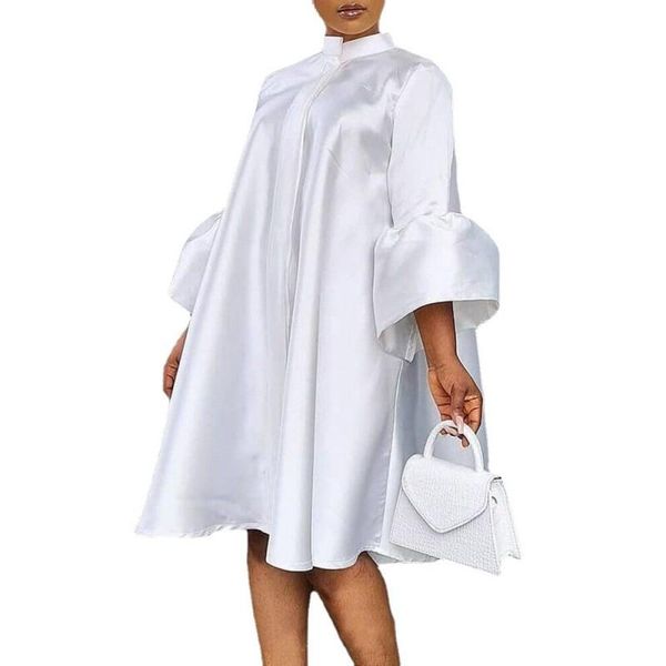 casual dresses loose shirt for women stand collar ruffle patchwork 3/4 sleeve summer fashion solid elegant office lady dress robes, Black;gray
casual dresses loose shirt for women stand collar ruffle patchwork 3/4 sleeve summer fashion solid elegant office lady dress robes, Black;gray
