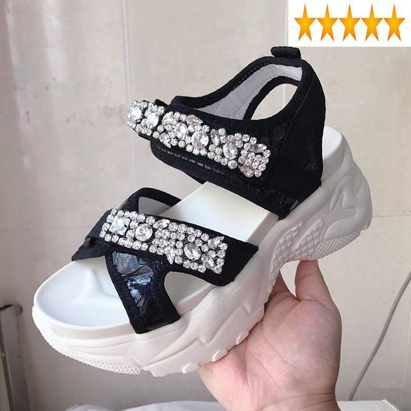dress shoes increase summer thick leisure bottom active women genuine leather wedge sandals fashion platform diamonds luxury sandal, Black
dress shoes increase summer thick leisure bottom active women genuine leather wedge sandals fashion platform diamonds luxury sandal, Black