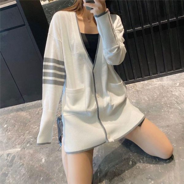 women's knits & tees juice snow 2021 knitting 4 stripes sleeves mid-length cardigan pocket long-sleeved casual jacket coat women loose, White
women's knits & tees juice snow 2021 knitting 4 stripes sleeves mid-length cardigan pocket long-sleeved casual jacket coat women loose, White