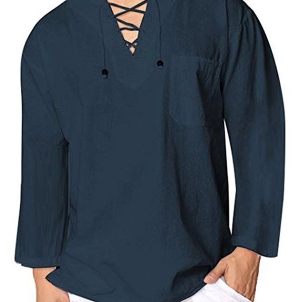 boutique fashion shirt 2021 trend lace up cotton hemp men's loose long sleeve, White;black
boutique fashion shirt 2021 trend lace up cotton hemp men's loose long sleeve, White;black