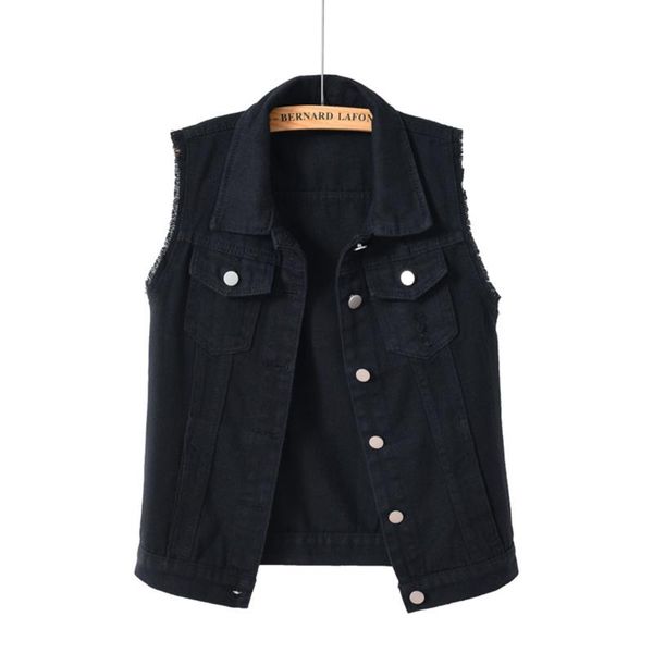 women's vests vintage denim sleeveless shirt coat single breasted lapel collar pocket pure color female top, Black;white
women's vests vintage denim sleeveless shirt coat single breasted lapel collar pocket pure color female top, Black;white