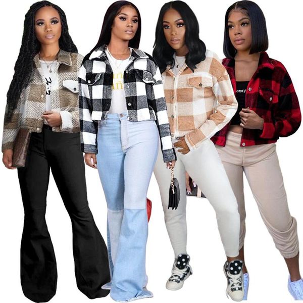 women's jackets nightclub thickened double-sided velvet plaid jacket contrast coat, Black;brown
women's jackets nightclub thickened double-sided velvet plaid jacket contrast coat, Black;brown
