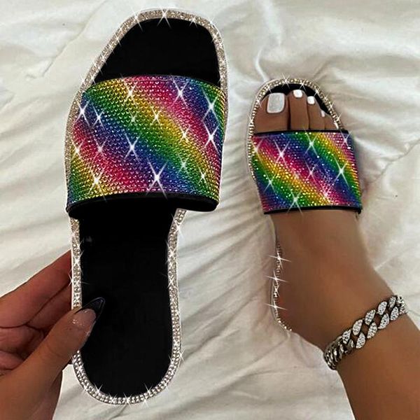 rainbow crystal slippers women 2021 roman flat slides beach sandals summer shoes woman large size flip flops, Black
rainbow crystal slippers women 2021 roman flat slides beach sandals summer shoes woman large size flip flops, Black